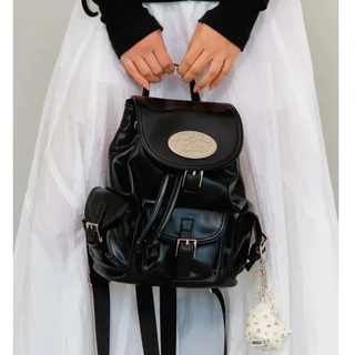LOTSYOU 白色迷你後背包，時尚簡約，輕巧可愛，多口袋設計, 黑色-皮質