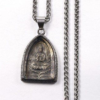 複古觀音菩薩弔墜鈦鋼男士項鏈個性佛牌潮人毛衣鏈潮掛鏈長款龍 復古街頭風項鏈 鈦鋼項鏈 嘻哈男生項鏈 韓版裝飾項
