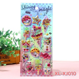 萱寶媽咪baby童裝館 聖誕節泡泡貼3D立體水晶寶石貼紙，閃亮燙金鑽石裝飾，多款動物交通工具造型泡綿立體貼紙, 049-XL-XJ10燙金貼紙