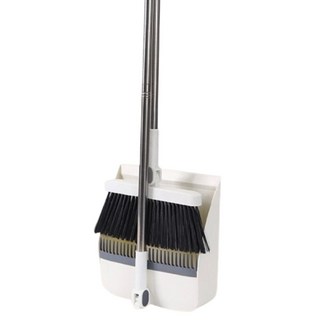 站立式掃把組 PP+不鏽鋼材質 摺疊款, 1組, 白色