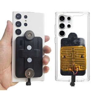 탑라이더 배달대행 오토바이 전기자전거 열선 케이스 충전 자석패드 갤럭시 아이폰 C타입 8핀 딱판 찍판, 자석2개 열선케이스, 아이폰8핀