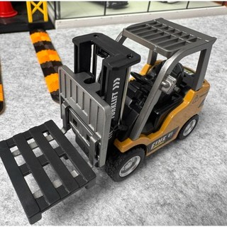 阿莎力2店 1:64 超迷你 遙控堆高機 遙控叉車 1/64 仿真模型 兒童玩具, 1個, 迷你堆高機(無拖車)-黃色