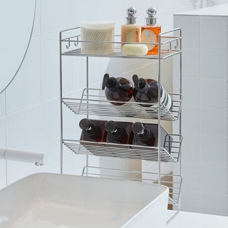 [할인쿠폰]리본제이 무디타 304 스텐 4단 샴푸랙 욕실 선반 (S L) 무타공 다용도 수납 정리대, 1개