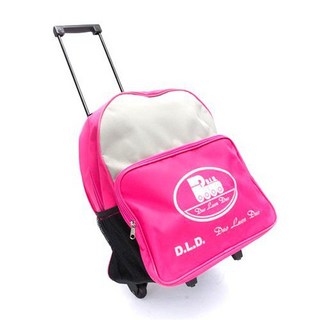 D.L.D 多輪多 專業直排輪 溜冰鞋 粉紅灰 大容量多隔層設計 配備可伸縮拉桿 讓您輕鬆帶著裝備趴趴走, 1個, 拉桿包, 粉紅灰色