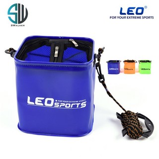 LEO EVA 21CM 多功能水桶 釣魚桶帶網子 取水器橡膠水箱, EVA 21CM帶網方形水桶(綠)/組