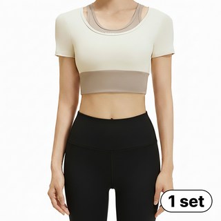 민트스쿨 반팔+레깅스 상하의 2종 세트 요가복 필라테스 헬스 러닝 트레이닝복 투피스
