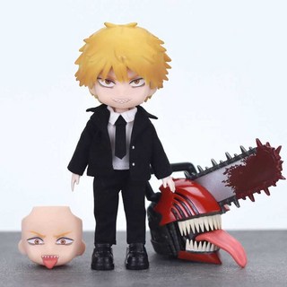 電次ob11娃娃 電鋸人可動人偶 12分BJD娃娃 生日禮物 二次元禮物, 1個, 整娃-電次黑西服