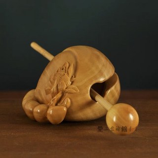 熱賣 黃楊木雕蓮花木魚 小法器 隨身攜帶 木魚 功德木魚 小木魚 敲打木魚 法器木魚 寺廟木魚 雕刻木魚, 1個