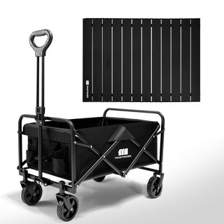 탄씨엔쯔 접이식 캠핑 웨건 + 카본 플레이트 72 x 53.5cm 세트, 1개, 블랙