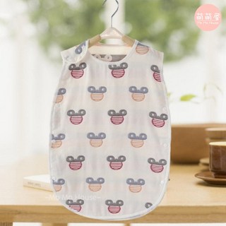 萌萌屋 【台灣現貨】六層紗 寶寶防踢被 蘑菇睡袋 睡袋 防踢衣 防踢背心 嬰兒被 純棉 多層紗布棉 無甲醛, 米奇