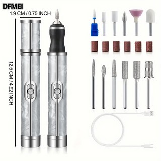 DFMEI 美甲專用電動打磨機小型便攜式卸甲修甲去死皮拋光家用指甲修理機, 1個, 【豪華版磨甲器】灰色:如圖