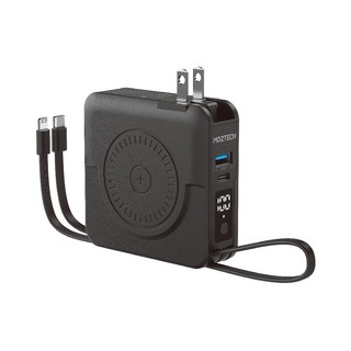MOZTECH 萬能充Pro 五合一行動電源，內建AC插頭，支援PD快充，輕巧便攜，多功能合一, 紳士黑, MOA08