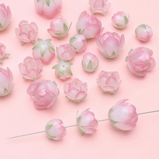 DIY手工串珠材料包配件包 熱縮片超粉仿真立體桃花 古風髮簪步搖禁步玉簪花小夜燈材料, 中號 約18x14mm 孔徑約1mm,1個/包, 1個