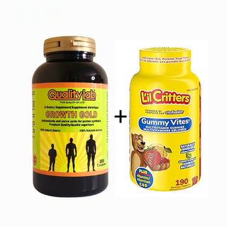 캐나다 퀄리티랩 그로스 골드 200캡슐 성장기 어린이 청소년 + 릴크리터스 구미 바이트, 200정, 1개