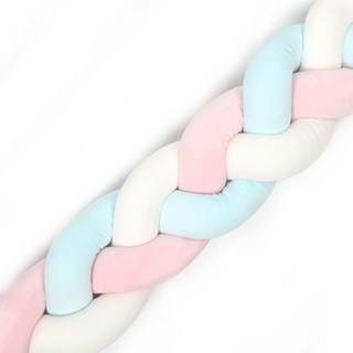 嬰兒床麻花辮床圍 柔軟舒適防撞 多色可選, 白粉藍