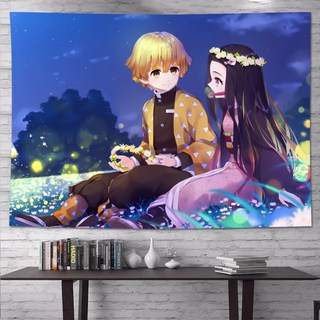 귀멸의 칼날 만화 태피스트리 배경 천 패브릭 벽 장식 인테리어 소품 일본 그림 애니메이션 포스터, AI