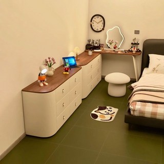 實木梳妝檯落地櫃組合：復古風臥室化妝台，一體式高檔實木收納櫃，家用小櫃子儲物鬥櫃, 實木.120妝臺+55鬥櫃,整裝, 1個