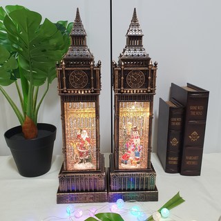 크리스마스 빅벤시계탑 LED워터볼 오르골( 2106)인테리어장식소품 랜턴 무드등, 눈사람