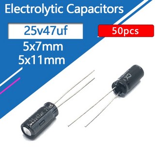 25V47UF 5x11mm 알루미늄 전해 커패시터 25v 47uf 47uf25v 25v47mf 25v47MFD, 13 25v22uf 4x7 50pcs, 1개