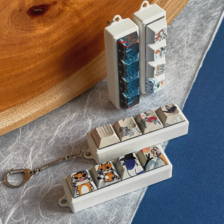 프라픽 트라이코지 민화 네모 키캡 키링 가방고리 파우치고리, 1개, 호랑이와 까치