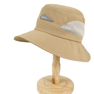 野峰戶外 可收納摺疊可掛可調整漁夫帽 防水速乾透氣戶外登山遮陽帽, 透氣款- 卡其