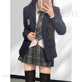 【臺灣出貨】 秋冬韓係套裝女 jk套裝製服西裝外套女秋冬季原創校園學院風西服裙子搭配三件全套