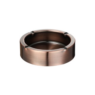 紅銅色金屬菸灰缸，加厚耐用復古拉絲表面，四菸槽設計安全易清潔, 紅銅色加厚煙缸17cm, 1個