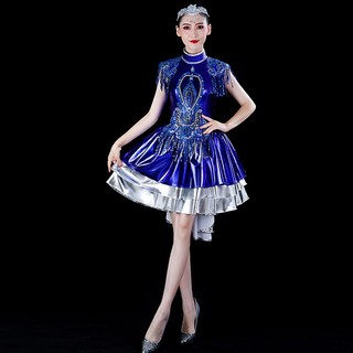 아랑고고장구 의상 고고장구 공연복 스팽글 반짝이 무대복 스포츠 댄스복 빅사이즈 XS- 3XL