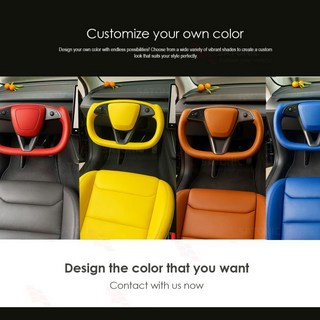 SATONIC 377mm 요크핸들 핸들 (테슬라 2026 모델Y 주니퍼용 열선 내장 Y 블랙 화이트 스티칭), OEM