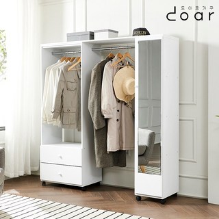 도아르 원룸 옷방 드레스룸 이동식 시스템 행거 옷장, 시스템 행거-화이트