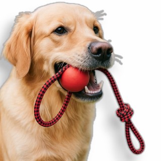 고바 강아지 로프볼 터그 장난감 놀이, 1개, 레드