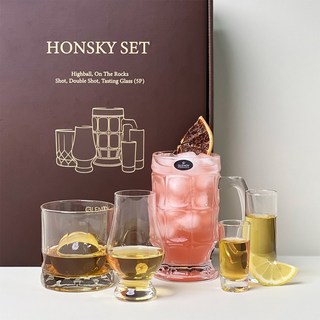 혼스키 5p 위스키잔 선물세트 하이볼잔 온더락잔 테이스팅글라스 샷잔, 혼스키 5p 선물세트, 1개