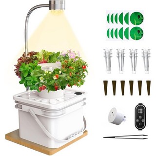 sjzxuv 실내용 허브 정원 재배 시스템 키트 6 수경 (LED 성장등 포함) 가정용 주방 창가 플랜터 화이트 108289, white-6pods