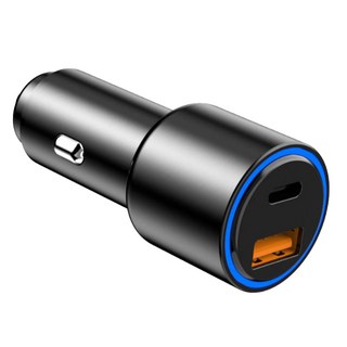 MCK-Q238 雙孔LED夜燈車充 台灣製造 38W PD QC3.0 汽機車通用 極速智能充電器, 黑色, 1個