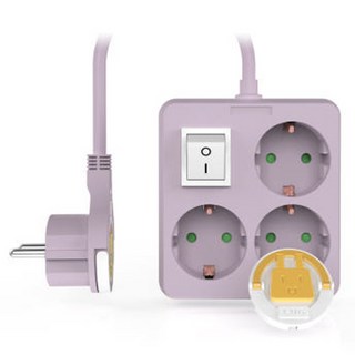 러그박스 이지콕 납작헤드 미니 스위치 파스텔 감성 3구 고용량 멀티탭, 50cm, 퍼플핑크, 1개