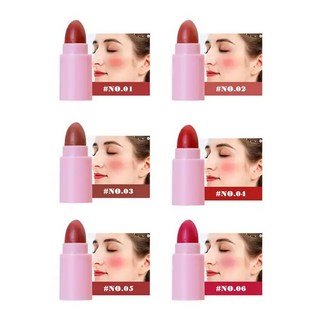 벨벳 매트 립 글로스 미니 소형 립스틱 방수 오래 지속되는 글레이즈 풀 컬러 여성 메이크업 세트 6 개, [02] 6 colors mini blush, 1개