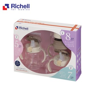 【Richell 利其爾】TLI 三代 三階段水杯禮盒, 1個, 刺蝟同萌