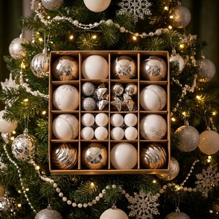 모를린 크리스마스 트리 장식 오너먼트 44p 세트, 1개, 실버