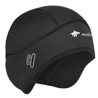 [WOLFILIST] 이너캡 사이클캡 가을/겨울용 헬멧 이너햇 방한 방풍 스컬캡 비니 후리스안감 보온성 귀마개 남여공용 자전거/스키/등산/런닝모자, 1개