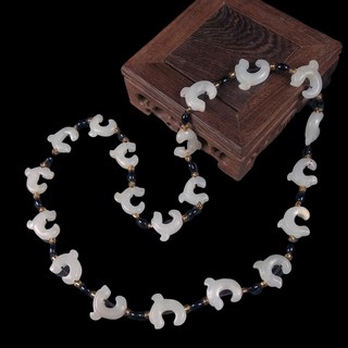 《博古珍藏》和闐羊脂白玉C龍玉佩墜子項鍊手鍊手環，紅山文化文物風格，早期收藏，超值回饋