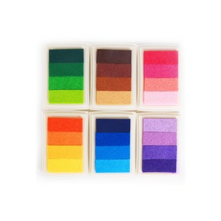 漸變色海綿印泥印台套裝 (6個裝) 學校塗鴉繪畫工藝裝飾DIY材料彩色印泥, 1個, 6 件/套