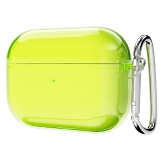 Svanove 에어팟 3 케이스 투명 하드 플라스틱 투명하고 심플하고 귀여운 에어팟 3세대 케이스 키체인 포함 여성스러운 Y2k 미적 트렌디 에어팟 커버 액세서리 여성, Airpods Pro 1, 네온 옐로우