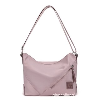 Lucky新品 2025韓版通勤 防潑水尼龍布 多隔層輕量化斜背包, 蜜桃粉