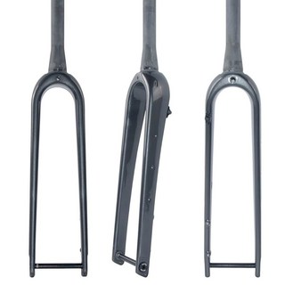 KLWEKJSD 풀 카본 파이버 로드 바이크 리지드 포크 700C 그래블 디스크 브레이크 스루 액슬리스 스트레이트/테이퍼 스티어 튜브 프론트 색상: 매트 블랙 사이즈: 테이퍼, Tapered Tube, Glossy Black, 1개