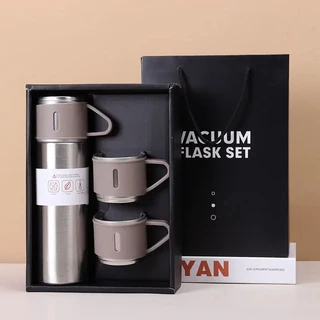 500ML 304 스테인레스 스틸 진공 절연 병 선물 세트 커피 머그잔 비즈니스 스타일 차 음료에 대 한, 01 500ML, 05 Silvery