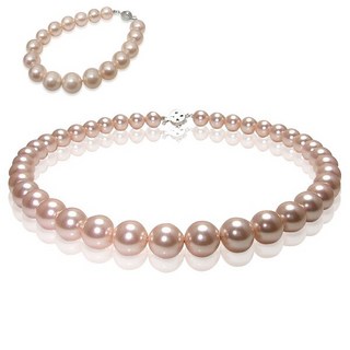 【小樂珠寶】婆婆人氣款，正圓頂級南洋深海貝珍珠項鍊手鍊二件式套組