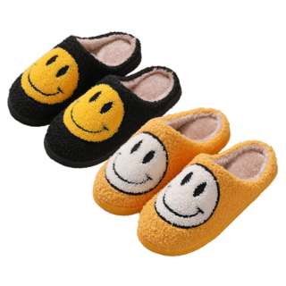 IAWI 스마일 슬리퍼 2개, 블랙+옐로우, 1개