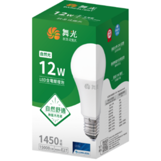 舞光 LED燈泡 12W E27燈頭 1450流明 全電壓, 日光色, 1個