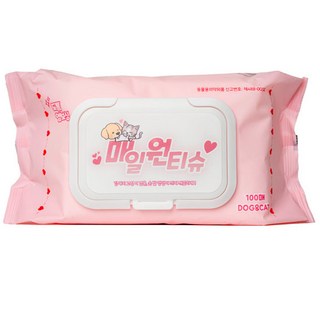 매일 원 물티슈 애견티슈 강아지 고양이 겸용 저자극 무향 엠보싱 발티슈, 10개, 100개입