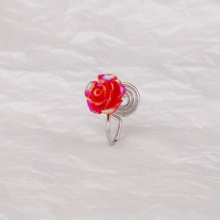 N22 日韓流行夾式耳環 玫瑰花造型耳夾